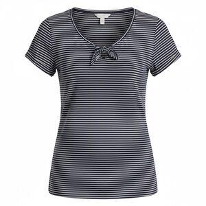 LOFT Navy and White Striped Short Sleeve Tee